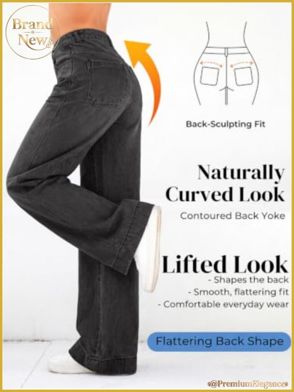 Wide Leg Baggy Jeans High Waist Stretchy Denim Pants Y2K - Picture 4 of 6